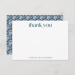 Modern Scandinavian Blue Floral Bridal Shower Thank You Card