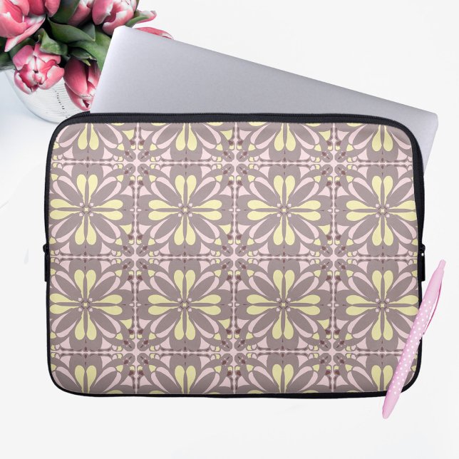 Modern Scandinavian Butter Yellow Pink Grey Design Laptop Sleeve (Creator Uploaded)