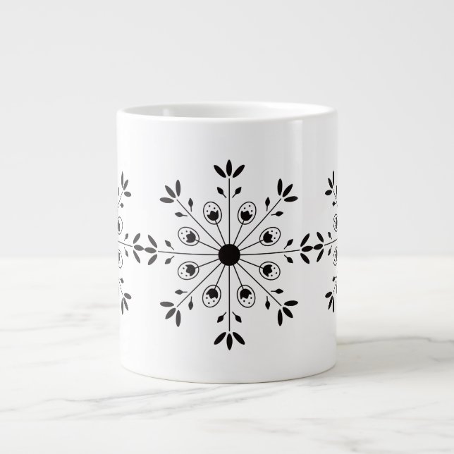 Modern Scandinavian Christmas Snowflake Large Coffee Mug (Front)