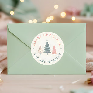 Modern Scandinavian Christmas Tree Classic Round Sticker