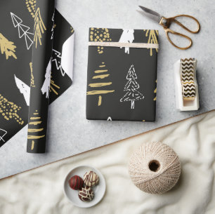 Modern Scandinavian Christmas Tree Pattern Boys Wrapping Paper