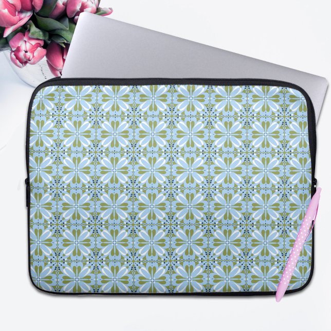 Modern Scandinavian Design Blue Olive Green Laptop Sleeve (Creator Uploaded)