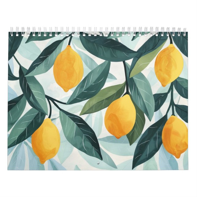 Modern Scandinavian Floral Fruit | Folk Art Wall Calendar (Cover)