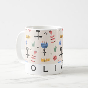 Modern Scandinavian Floral Mug Personalised Gift