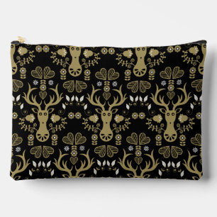 Modern Scandinavian Folk Art Deer Accessory Pouch