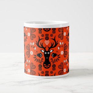 Modern Scandinavian Folk Art Deer Large Coffee Mug