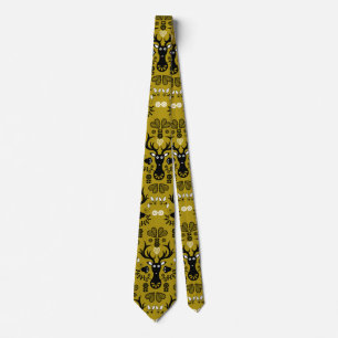 Modern Scandinavian Folk Art Deer Tie