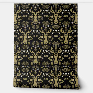 Modern Scandinavian Folk Art Deer Wallpaper