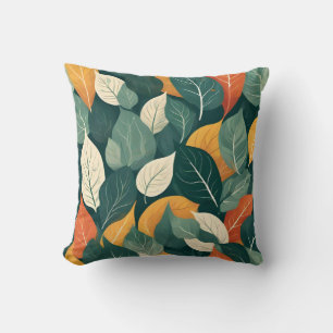 Modern Scandinavian Leaf Pattern Throw Pillow