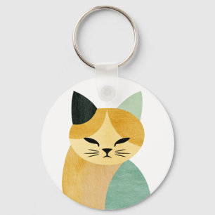 Modern Scandinavian Minimalist Geometric Cat Key Ring