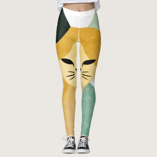 Modern Scandinavian Minimalist Geometric Cat Leggings