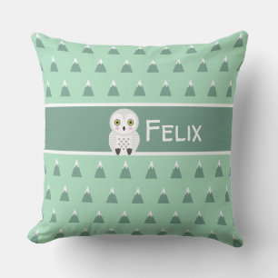 Modern Scandinavian Mountains & Owl Cushion