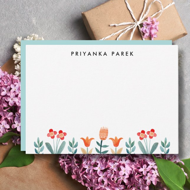 Modern Scandinavian Watercolor Flowers  Card (Creator Uploaded)