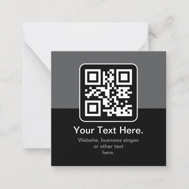 Modern Scannable QR Code | Black Grey & White Card (Front)