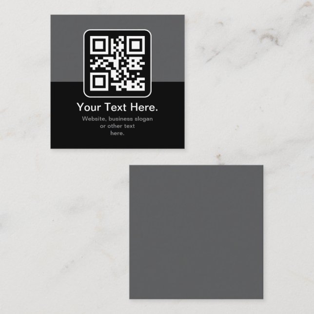 Modern Scannable QR Code | Black Grey & White Enclosure Card (Front/Back)