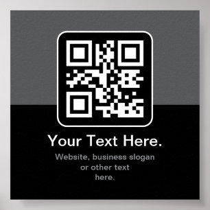 Modern Scannable QR Code Black Grey & White Poster
