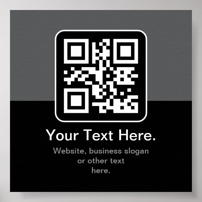 Modern Scannable QR Code | Black Grey & White Poster (Front)
