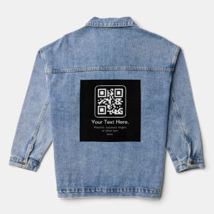 Modern Scannable QR Code Black White & Grey Denim Jacket