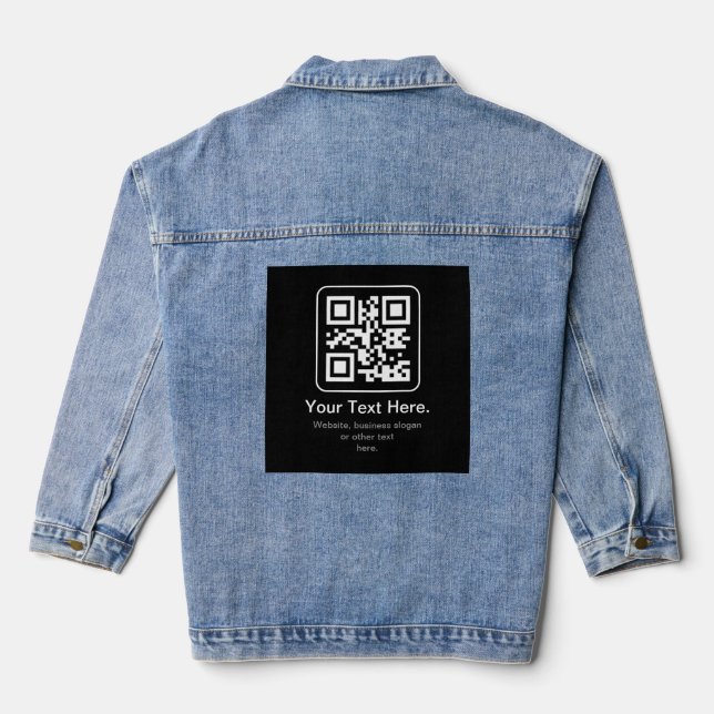 Modern Scannable QR Code | Black White & Grey Denim Jacket (Back)