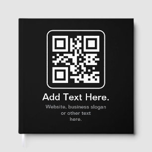 Modern Scannable QR Code   Black White & Grey Guest Book