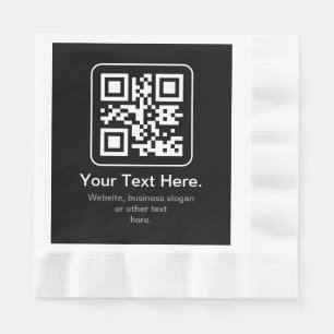 Modern Scannable QR Code   Black White & Grey Napkin
