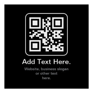 Modern Scannable QR Code Black White & Grey Poster