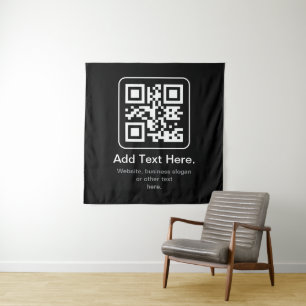 Modern Scannable QR Code Black White & Grey Tapestry