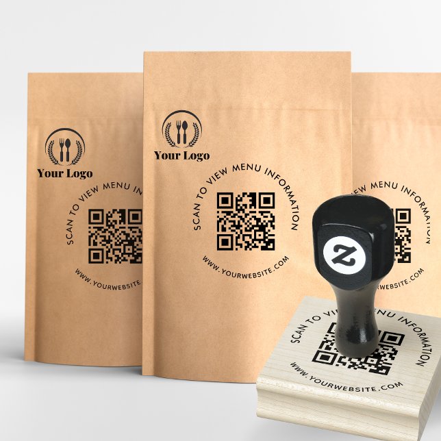 Modern Scannable QR Code Simple Business Menu Rubber Stamp (Creator Uploaded)