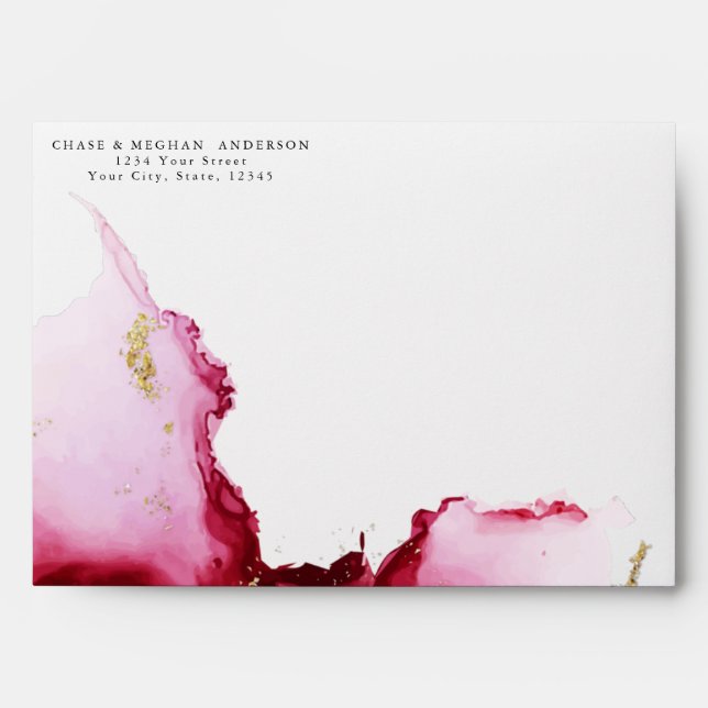 Modern Scarlet Red Pink Abstract Envelope (Front)