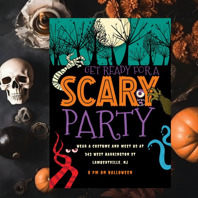 Modern Scary Spooky Halloween Costume Kids Party  Invitation (Creator Uploaded)