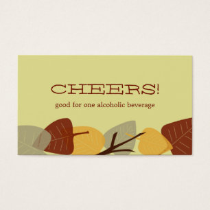 Modern scattered leaves autumn bar drink ticket
