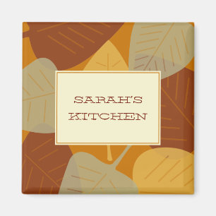 Modern scattered leaves autumn custom kitchen magnet