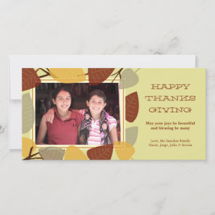 Modern scattered leaves thanksgiving blessing holiday card