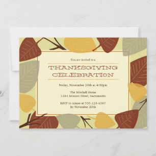 Modern scattered leaves thanksgiving celebration invitation