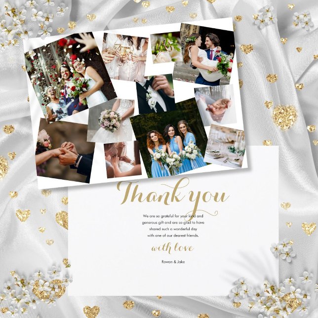 Modern Scattered Photo Collage Wedding Thank You Card (Modern Scattered Photo Collage Wedding Thank You Card)