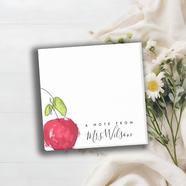 MODERN SCHOOL TEACHER OIL PAINT HAND DRAWN APPLE POST-IT NOTES (Creator Uploaded)