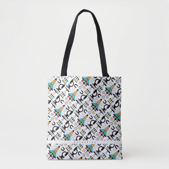 Modern Science Tools, Objects & Equipment Pattern Tote Bag (Front)