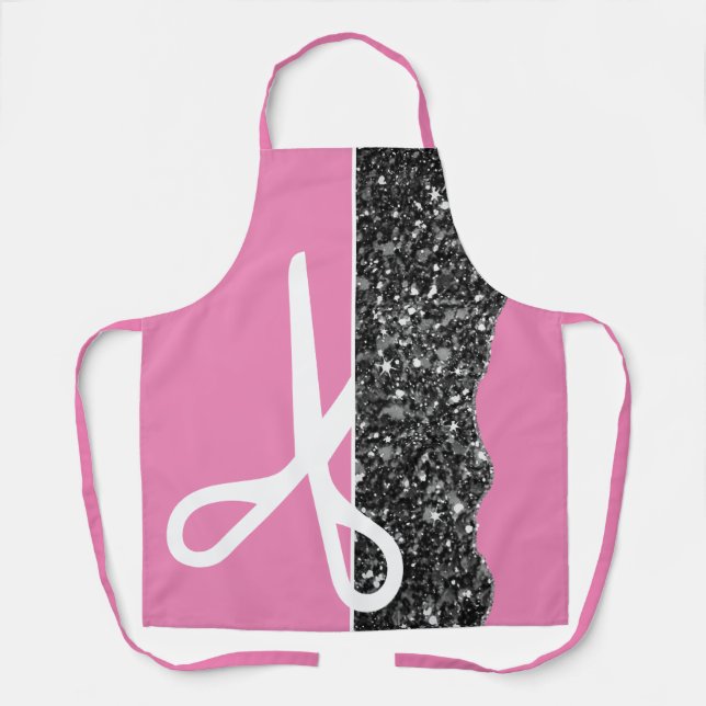 Modern Scissors Hair Stylist Bubblegum Pink Apron (Front)