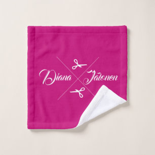 Modern Scissors Hair Stylist Raspberry Pink Wash Cloth