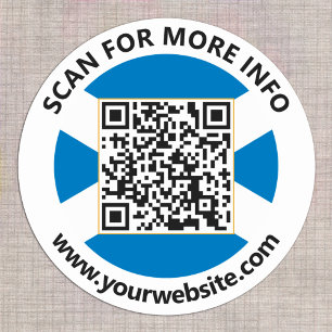 Modern Scotland QR Code Stickers, Scottish Flag Classic Round Sticker