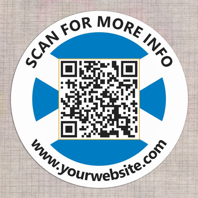 Modern Scotland QR Code Stickers, Scottish Flag Classic Round Sticker (Creator Uploaded)