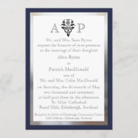 Modern Scottish Celtic Wedding Invitation - Navy
