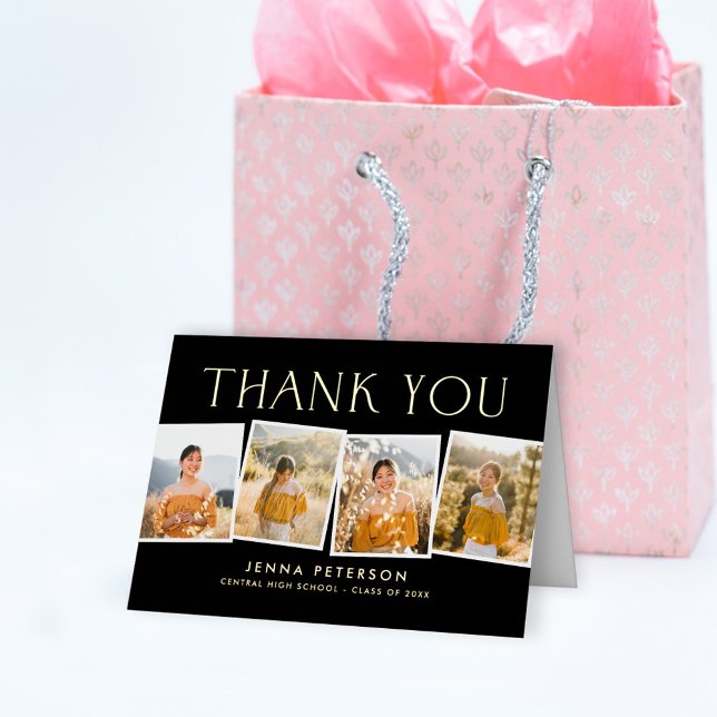 Modern Scrapbook FOIL Folded Photo Thank You Card (Creator Uploaded)