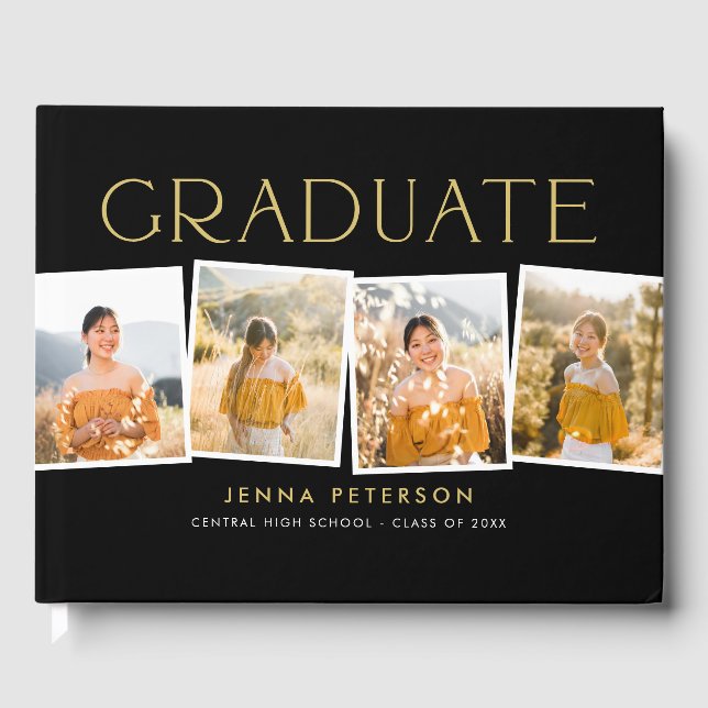 Modern Scrapbook Graduation Party Guest Book (Front)