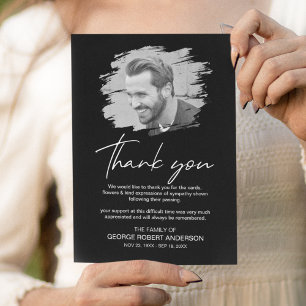 Modern Scratched Effect Photo Funeral Thank You Card
