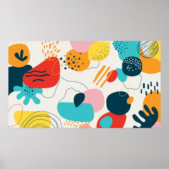 Modern scribble background. Trendy geometric doodl Poster (Front)