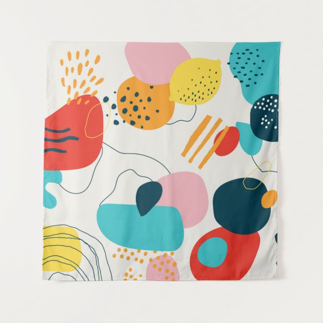 Modern scribble background. Trendy geometric doodl Tapestry (Front)