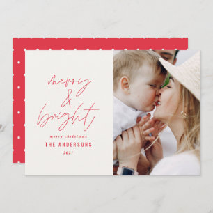 Modern script 1 photo merry & bright Christmas