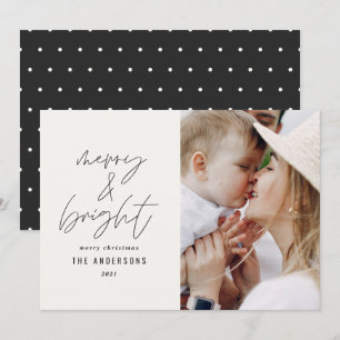 Modern script 1 photo merry & bright Christmas