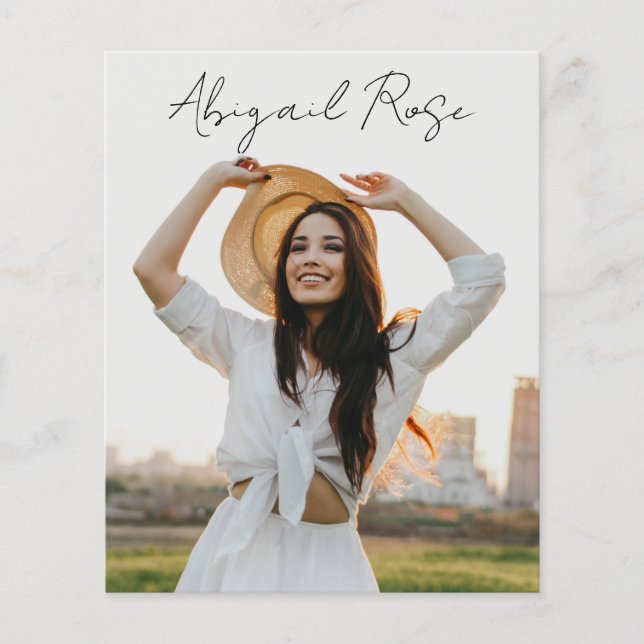 Modern Script 2023 Photo Grad Photo Card Budget  (Front)